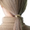 6Pcs Metal Chain Bracelet Hair Ties Elastic Hair Ring Ropes Hair Jewelry Accessories Ponytail Holders Bracelet Hair Ties With Beige Black Elastic, 3pcs Gold and 3pcs Silver