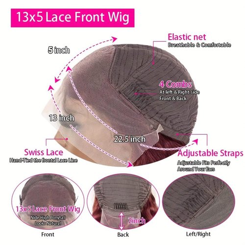 HENGROSE 99j Burgundy Deep Wave Lace Front Wigs Human Hair 13x5 Hd Transparent Lace Frontal Wigs Human Hair for Black Women 150 Density Pre Plucked with Baby Hair 24 Inch