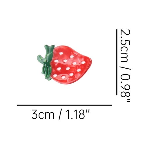 Mini Strawberry Hair Clip,Acetate Hair Claw,Small Hair Clips for Women,Pack of 2