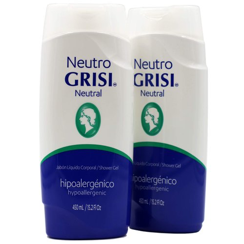 Grisi Neutral Shower Gel, Cleansing Shower Gel, Hypoallergenic, Sensitive Skin, Smother Skin, 2-P...