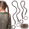 ARefugen 2 Pack 25"/35" Strong Hair Ties and 20Pcs Elastics Hair Ties for Long Thick Hair, Elastics 4mm Hair Tie Scrunchies Ponytail Holders Hair Accessories for Water Wind Sports (Brown)