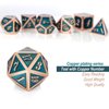 Teal D&D Metal Dice Set,DNDND 7 PCS Metallic Dungeons and Dragons Dice with Free Metal Case for D&D Game Role Playing (Teal and Copper)