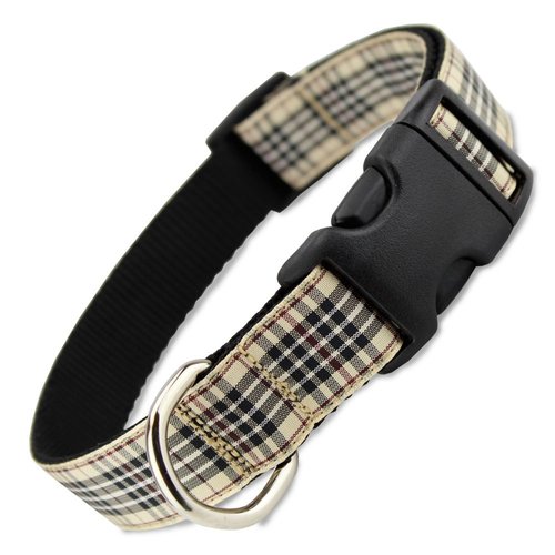 London Furberry Plaid Dog Collar, X-Small Dogs 5-13 lbs (Collar: 5/8" Wide, 7" - 10" Long)