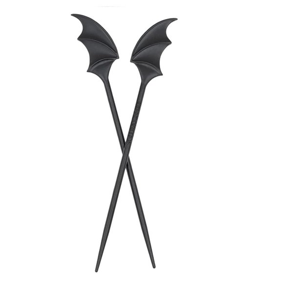 kreepsville 666 Gothic Bat Wing Hair Sticks Vampire Accessory, 1 Count (Pack of 1), Black