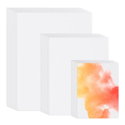 PATIKIL 100 Pcs Pure Cotton Watercolor Paper 140lb/300 GSM Water Coloring Paint Paper for Art Painting Watercolor Drawing Artist, 4x6 Inch 5x7 Inch 9x12 Inch