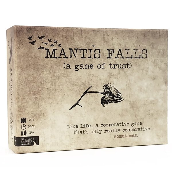 Mantis Falls Board Game | Hidden Traitor Strategy Card Game for 2-3 Players | Sometimes Cooperative Adventure Game for Adults and Teens | Ages 14+ | Playtime 60-90 Minutes | by Distant Rabbit Games