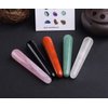 JIC Gem 5 Pcs Mix Natural Crystal Gua Sha Scraping Massage Tool Massage Wand for Face Acupuncture Therapy Stick Point Treatment Reiki Healing