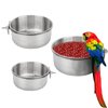 Bird Feeding Dish Cups 3 Pack Parrot Food Bowl Cage with Clamp Holder Stainless Steel Birdcage Coop Water Feeder for Cockatiel Conure Budgies Parakeet Macaw Finches Lovebirds Small Animal