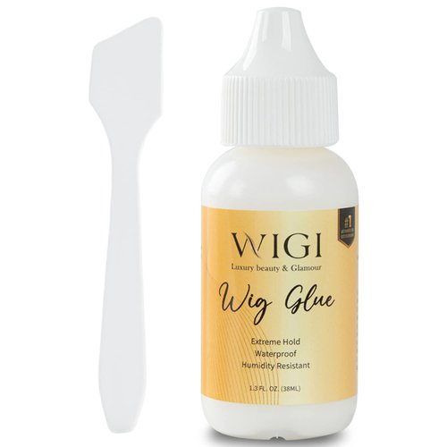 WIGI Premium Wig Glue 1.3 oz with Applicator Kit - Lace Glue Invisible, Strong Hold, Easy to Apply, Fast Drying, Waterproof - Hair Replacement Adhesive