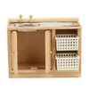 EatingBiting 1:12 Dollhouse Miniature Furniture Bathroom Kitchen Sink with Cabinet Basin Set Dolls House Light Oak Sink Unit w Towel Rail Miniature Wooden Kitchen Furniture