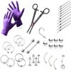 38-Piece Professional Piercing Kit - Lip, Nipple, Replacement Shaft Belly, Eyebrow, Tongue, Ear Piercing Jewelry - Needles, Gloves and Tools Included