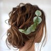FIDDY898 Wedding Bridal Comb Camellia Hair Comb Ranunculus Green leaf Floral Clip Headpiece 2030
