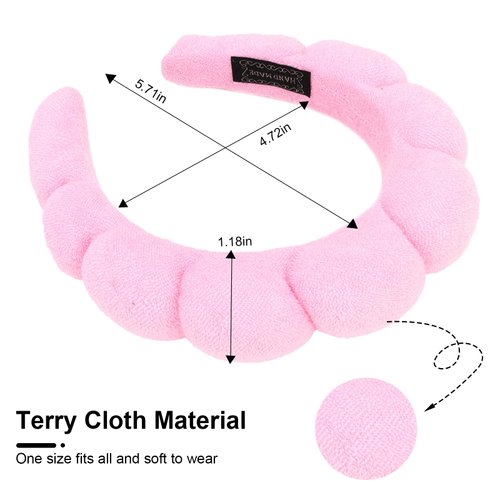 ACO-UINT 3 Pack Spa Headbands for Washing Face, Skincare Headbands Makeup Headband Sponge Face Wash Headbands, Terry Cloth Headbands Puffy Hair Band for Washing Face