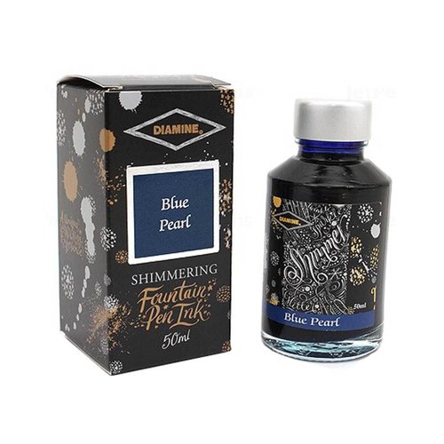 Diamine Fountain Pen Bottled Ink, 50ml - Shimmering Blue Pearl