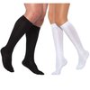 Healthweir Cotton Compression Knee High Socks for Men & Women 15-20 (EU 18-22) mmHg - Medical Support Stockings Black & White for Varicose Veins Maternity Nursing Flight Travel (5, White)