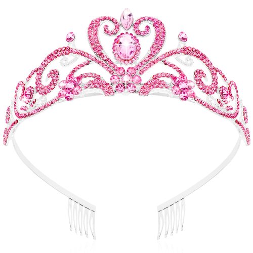 SuPoo Princess Crown Wedding Tiaras and Crowns for Women Girls Queen Birthday Crown with Combs Crystal Rhinestone Tiara Headband Prom Headpieces Cosplay Hair Accessories for Halloween