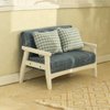 iLAND Dollhouse Couch and Miniature Sofa Set with Mini Houndstooth Cushions, Dollhouse Furniture on 1/12 Scale for Dollhouse Living Room (Sky Blue)