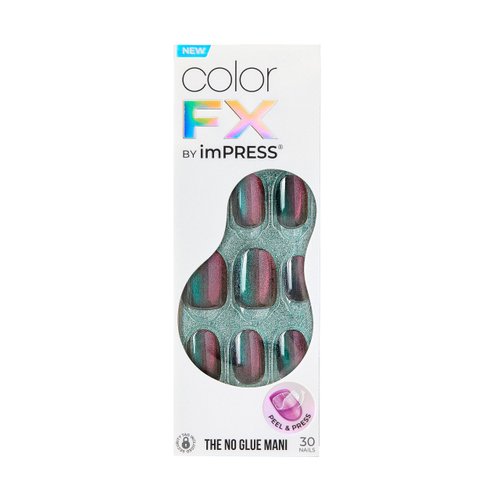 KISS imPRESS No Glue Mani Press-On Nails, Color FX, 'Before Hours', Black, Short Size, Oval Shape, Includes 30 Nails, Prep Pad, Instructions Sheet, 1 Manicure Stick, 1 Mini File
