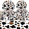 Cow Print Party Supplies, Cow Print Party Tableware Complete Pack Include Black Brown Cow Plates, Napkins, Cups Straws for Cow Birthday Baby Shower Farm Animal Party Decorations