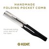 Kent 20T Black Graphite Handmade Folding Pocket Comb for Men, Fine Tooth Hair Comb Straightener for Everyday Grooming Styling Hair, Beard or Mustache, Use Dry or with Balms, Saw Cut, Made in England