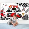 Avezano Two Fast Birthday Banner, Racing Car Theme Bday Party Decorations, Red Car Second Birthday Background for Kids Birthday Party Supplies