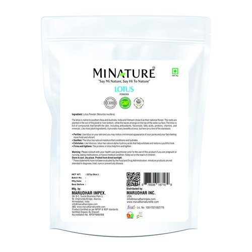 Lotus Powder by mi Nature | Lotus Flower Powder | Nelumbo nucifera | 227g (8 oz)(0.5 lb) | 100% Natural | Lotus Petal Powder | Natural Conditioner | Face Pack | Flawless Skin