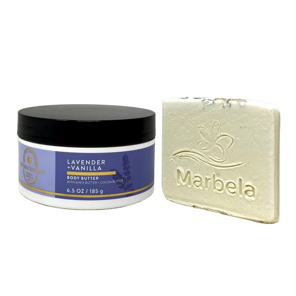 Bath & Body Works Aromatherapy Lavender + Vanilla Body Butter with a Natural Oats Sample Soap