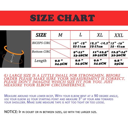 Mowane A Pair Weightlifting Elbow Sleeves, Strong Powerlifting Elbow Brace, Adjustable Elbow Support Compression for Men, Strongman (XXL)