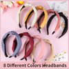 obeoby 8Pcs Headbands for Women, Knotted Headbands Fashion Women Headbands Pink Series Knotted Wide Headbands