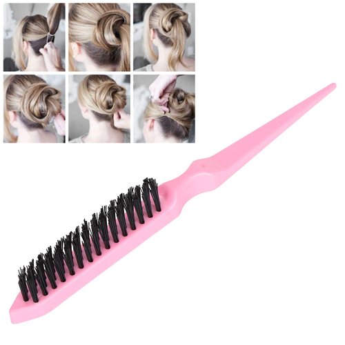 Teasing Brush, Teasing Hair Brush, Plastic Handle Teasing Comb,Travel Portable Nylon Hair Beard Brush Styling Tool for Hair Sectioning for Edge Control Backcombing (Pink)
