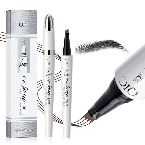 Upgraded Microblading Eyebrow Pen, 4-Fork-Tip Magical Eyebrow Pencil, 3D Natural Hair-Like Brows Makeup, Waterproof & Long-Lasting for All Day, Christmas Gift for Mom Wife or Girlfriend, Black