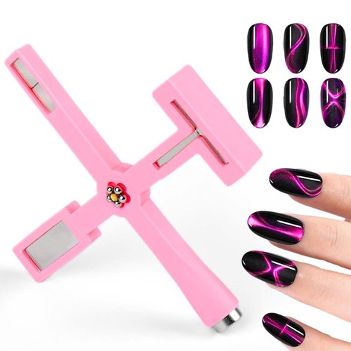 Vodolo Upgraded Nail Magnet,5 in 1 Cat Eye Gel Nail Polish Magnet Wand with Silicone Case,Multi-Function 3D Nail Design Tool Pens Nails Art Accessories Nail Magnetic Stick for Salon,Studio or Home