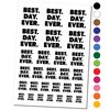 Best Day Ever Bold Text Temporary Tattoo Water Resistant Fake Body Art Set Collection - Black (One Sheet)