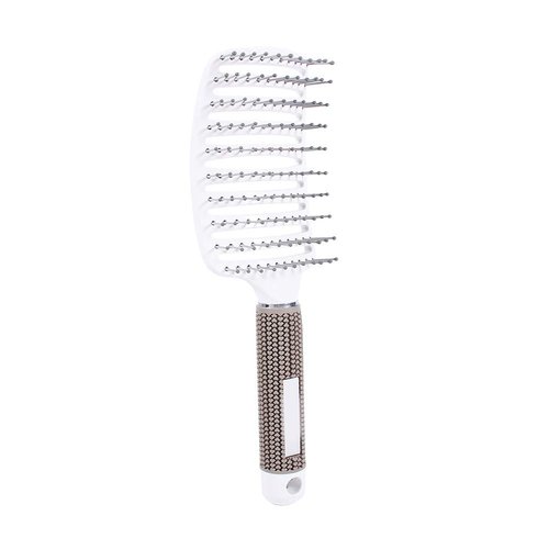 Hair Brush, Curved Paddle Detangling Hair Brush Massage Hairbrush Vent Styling Brush Big Bend Anti static Hair Comb for Curly Straight Hair (White)