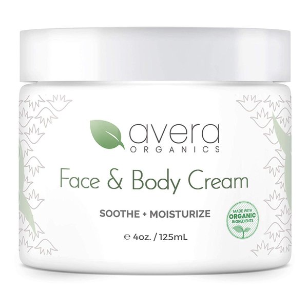 Natural Face and Body Cream Moisturizer – Organic Aloe Vera – Lotion for Dry Skin Eczema Psoriasis (4 ounces)