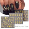 SONGJIE Golden Flowers Nail Art Stickers Decal 12 Sheets 3D Self-Adhesive Gold Flower Leaf Lace Nail Supplies Flower Nail Stickers Geometry Line Nail Designs for Women Girls Nail Art Decorations