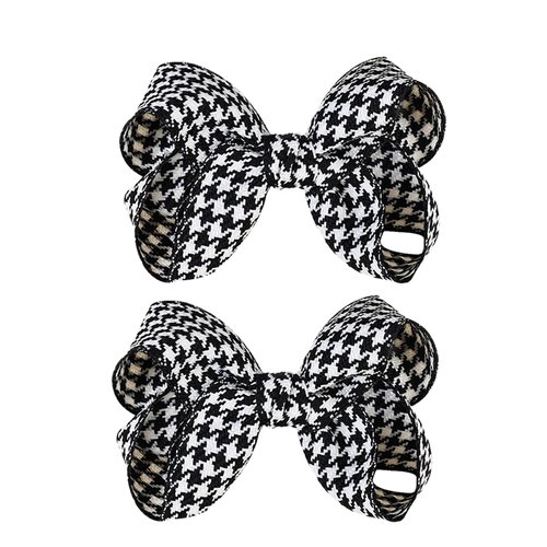 Christmas Hair Clips Bowknot Hair Clips Black Plaid Hair Bows Hair Ribbon Ponytail Holder Hairpins Christmas Girls Hair Accessories New Year Hair Clips for Styling 2PCS