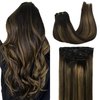 GOO GOO Clip in Hair Extensions Real Human Hair, 22inch 120g 7Pcs, 1B/6/1B Balayage Natural Black to Chestnut Brown, Remy Human Hair Extensions Clip ins for Women, Natural Human Hair