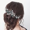 EASEDAILY Crystal Wedding Hair Comb Silver Leaf Hair Pieces Rhinestone Bridal Hair Accessories for Brides and Women