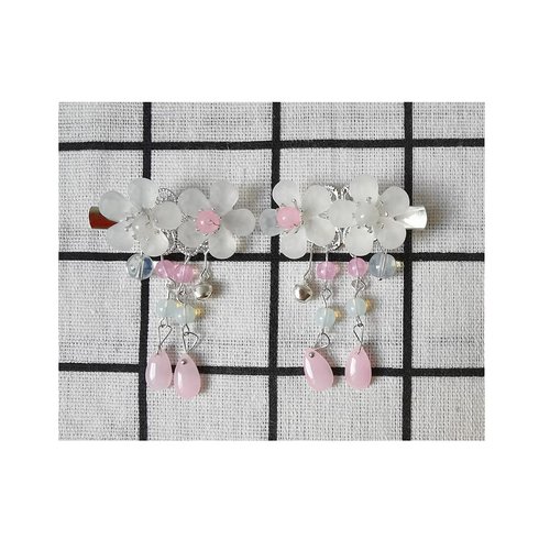 Suandsu 2 Pcs Hair Clips Flowers Tassel Hairpins Duckbill Clips Hair Accessories Headdress for Women Girls