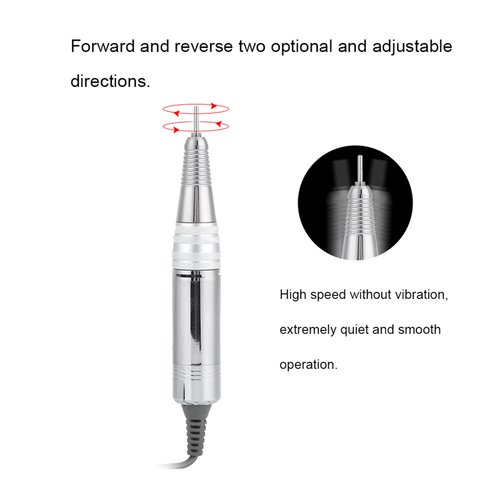 Nail File Electric Nail Cutter, 35000RPM Handpiece Replacement Handle Manicure Pedicure Nail Polish Cutter Handpiece for Professional Nail Polish Grinding Machine