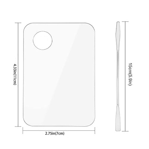 NaYiissi 2pcs Acrylic Makeup Palette, Cosmetic Makeup Mixing Tray with 2pcs Spatula Tool, Foundation Makeup Palette for Nail Art Eye Shadow Pigment Blending (Rectangle)