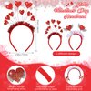 MTLEE 8 Pcs Valentines Day Red Heart Head Bopper Headband and Heart Shaped Sunglasses Transparent Candy Color Rimless Eyewear