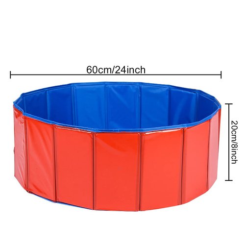 Dog Pool, Foldable Pet Pool, Small Portable PVC Dog Swimming Pool 24 x 8 Inch Folding Dog Cat Bath，Small Portable PVC Dog Swimming Pool，Tub Indoor Collapsible Ball Pit for Puppies(Blue, Small)