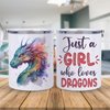 Hyturtle Dragon Cup Gifts Dragon Lover, Just A Girl Who Loves Dragons Coffee Mug Stainless Steel 12oz, Dragon Gifts For Women, Cute Animal Lover Gift For Girls, Daughter On Birthday Christmas