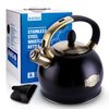 SUSTEAS Stove Top Whistling Tea Kettle-Surgical Stainless Steel Teakettle Teapot with Cool Touch Ergonomic Handle,1 Free Silicone Pinch Mitt Included,2.64 Quart(BLACK)