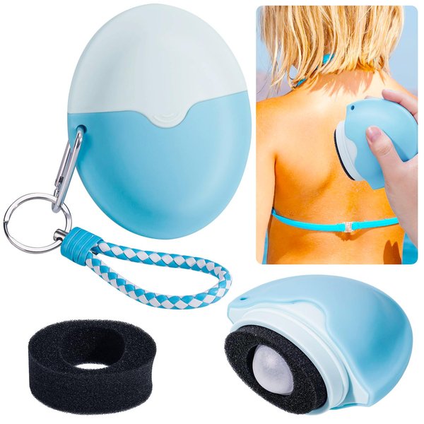Refillable Sunscreen and Body Lotion Sponge Roller Applicator for Kids and Adults, Child-Friendly Silicone Roller with Even, Mess-Free Application, Travel-Size for Hassle-Free Skincare Routine (Blue)