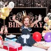 CIHER 184CM x 114CM Happy Birthday Backdrop Happy Birthday Decorations for Women Girls Happy Birthday Banner for Women Girl Party Supplies Rose Gold Birthday Party Decorations Backdrop Photography