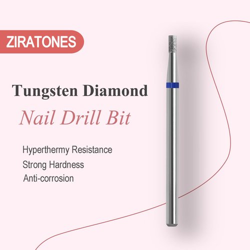 ZIRATONES Mini Barrel Shape Cuticle Clean Nail Drill Bit, 3/32'' Professional Safety Carbide Diamond Under Nail Cleaner for Cuticle Dead Skin Nail Prepare, Nail Salon (Medium)