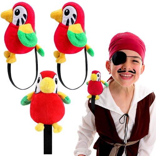 Kathfly 3 Pcs Stuffed Parrot on Shoulder Pirate Costume Accessory Parrot Stuffed Animal Toy Pirate Parrot Shoulder Prop Halloween Costumes for Boys Girls, 4.8 x 4 Inch